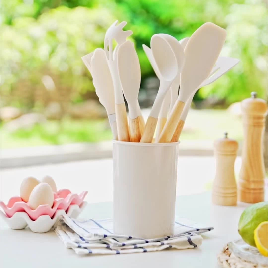 Havenholt 12 Piece Silicone Utensil Set with Bamboo Handles