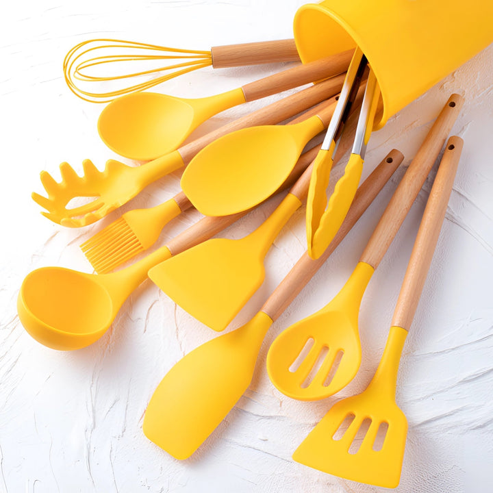 Havenholt 12 Piece Silicone Utensil Set with Bamboo Handles
