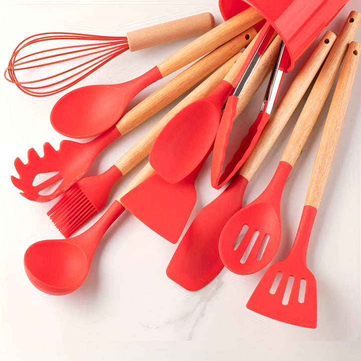 Havenholt 12 Piece Silicone Utensil Set with Bamboo Handles