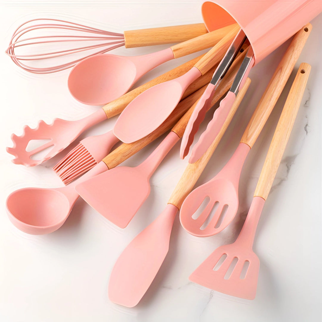 Havenholt 12 Piece Silicone Utensil Set with Bamboo Handles