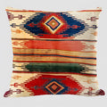 Bohemian Linen Cushion Cover with Handwoven Ethnic Patterns and Geometric Design, 17.7 Inch Square
