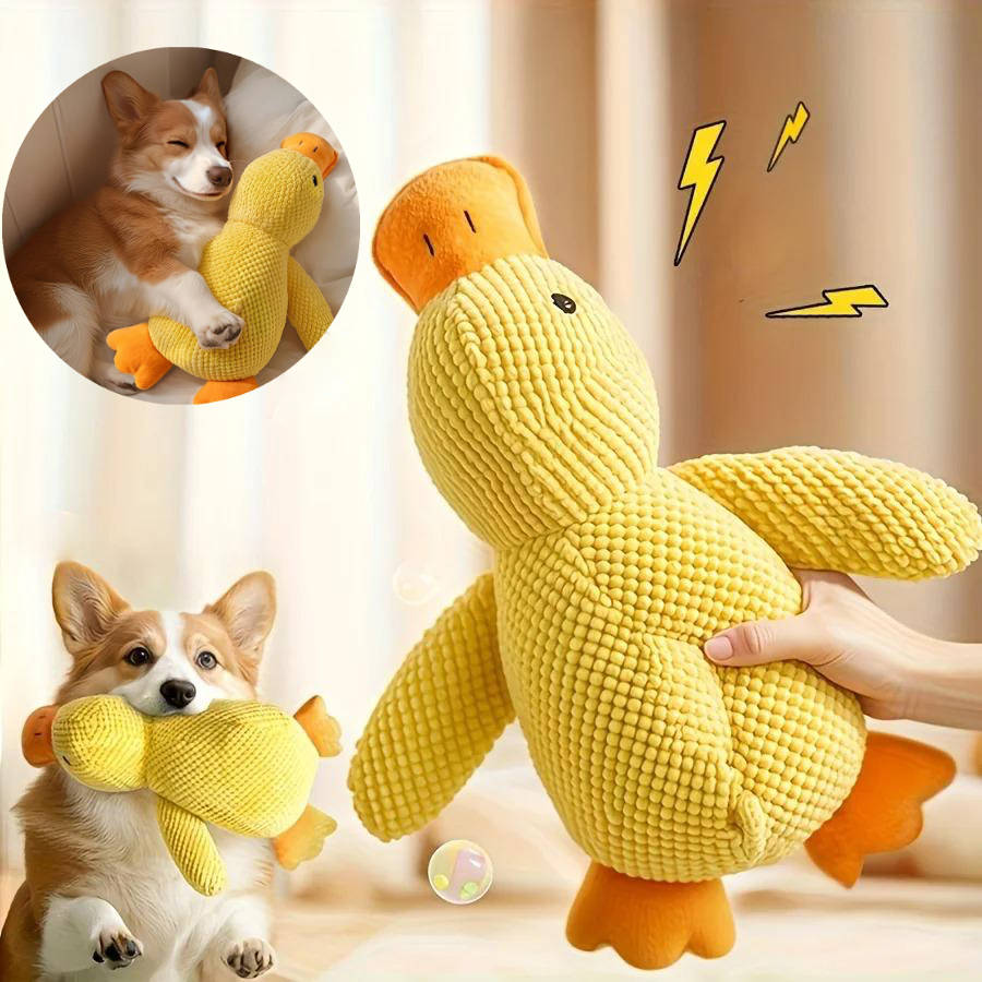 Havenholt Squeaky Fleece Duck Toy for Anxious Dogs