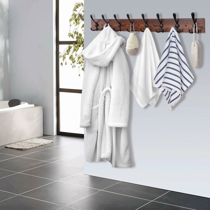 Wooden Wall-Mounted Coat Rack with 8 Hooks