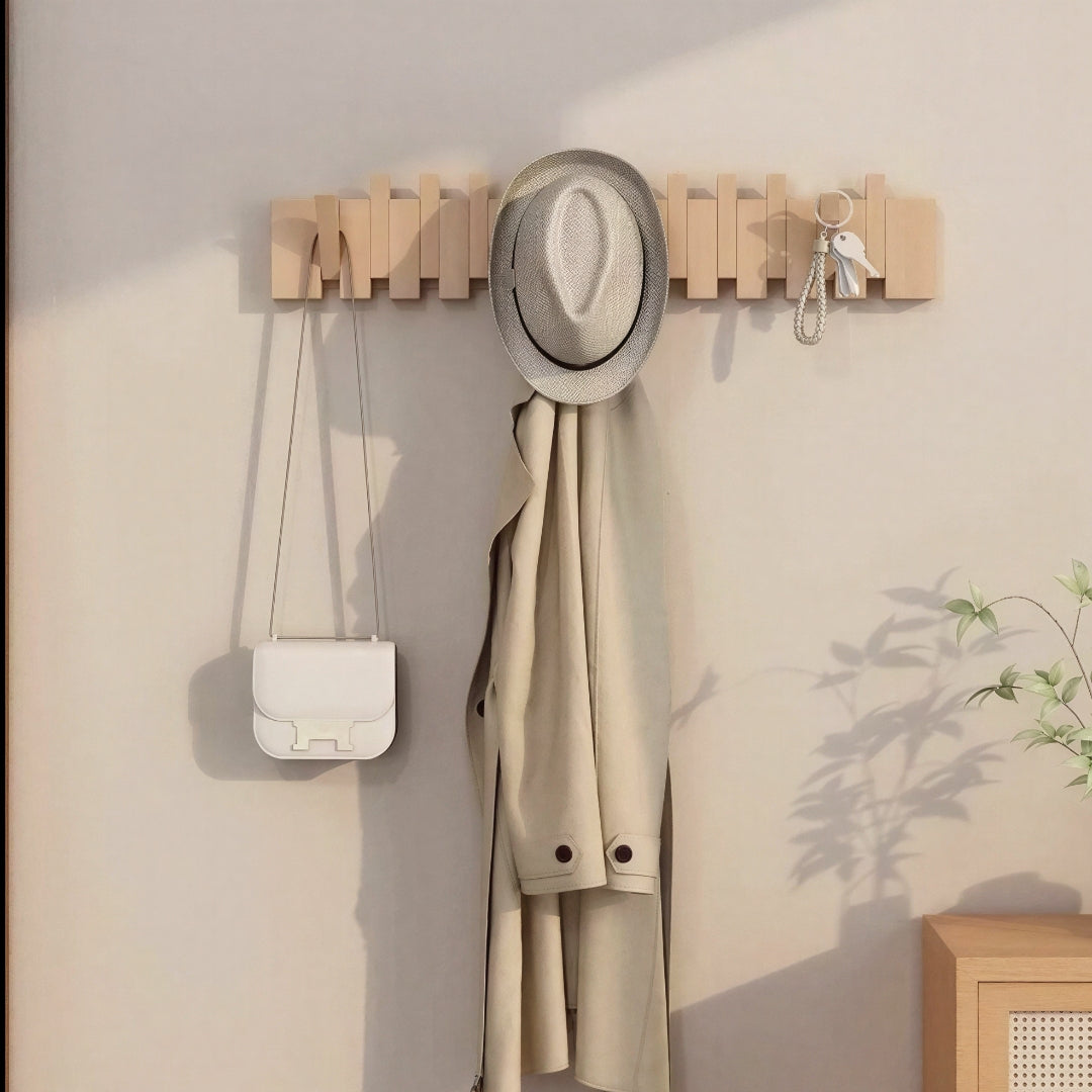 Wooden Wall Mounted Coat Rack and Coat Hook