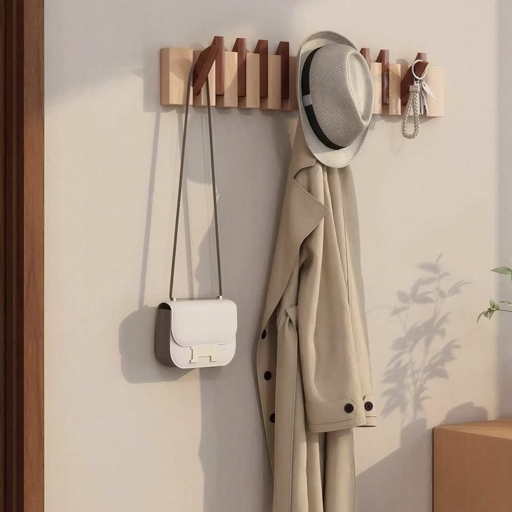 Wooden Wall Mounted Coat Rack and Coat Hook