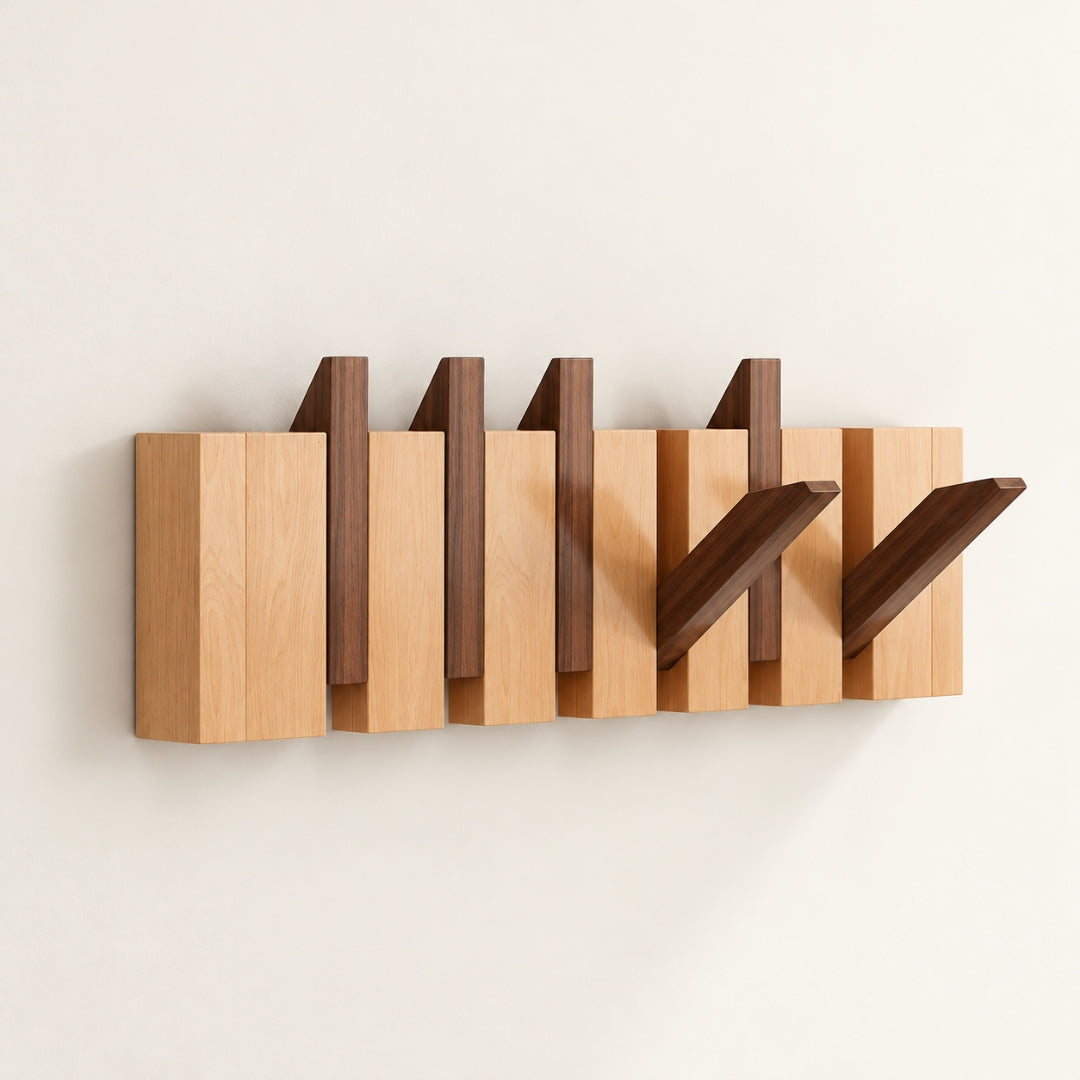Wooden Wall Mounted Coat Rack and Coat Hook