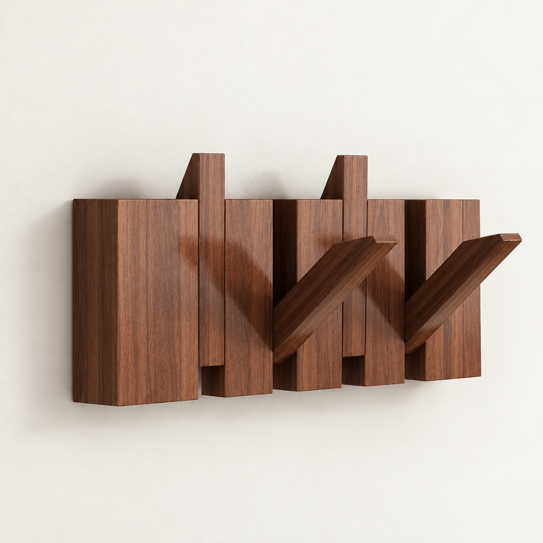 Wooden Wall Mounted Coat Rack and Coat Hook