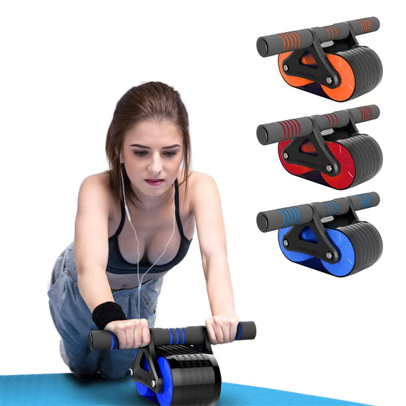 Double Wheel Ab Roller with Automatic Rebound, Comfortable Grips