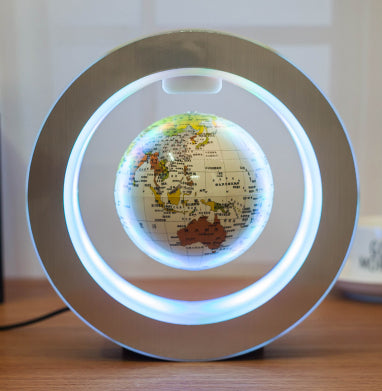 Levitating World Map Globe with LED Light, Magnetic Floating