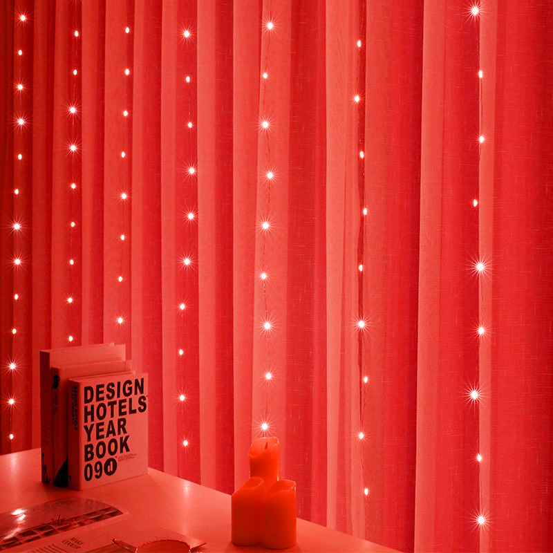 USB curtain fairy lights with remote and 8 modes, up to 6 x 2 m
