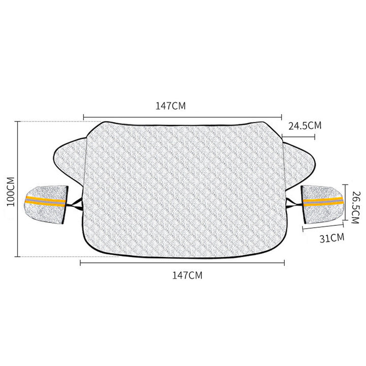 Windscreen frost cover with 4 insulating layers and foil top