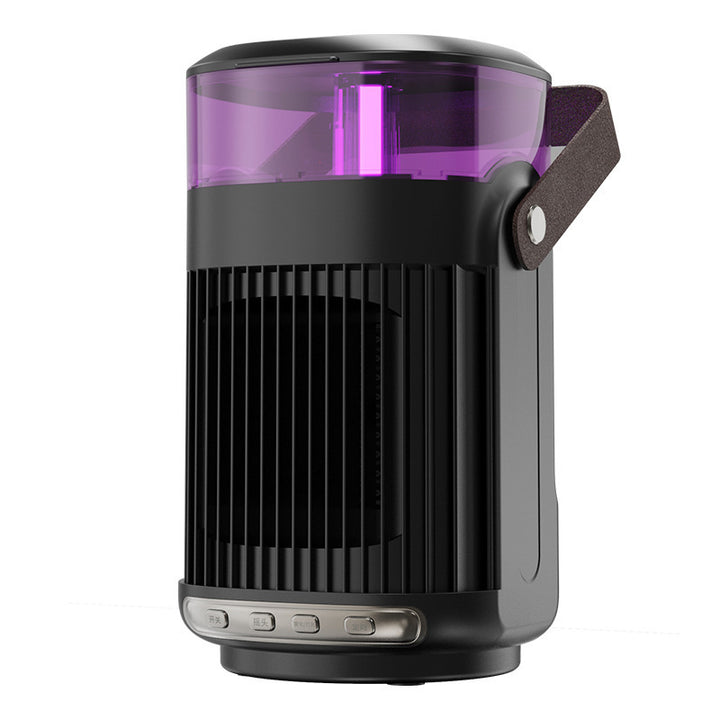 Black fan heater with mist and light