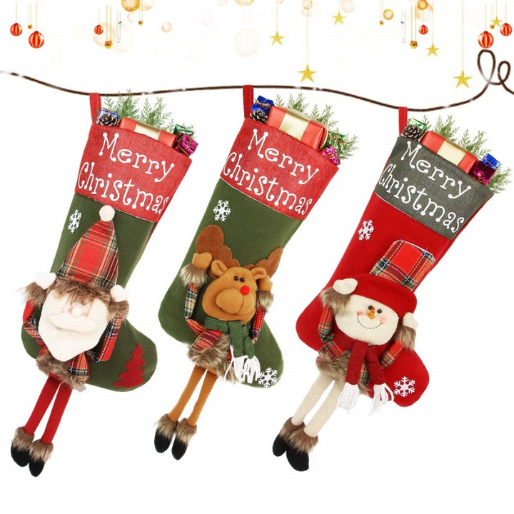 Plush Christmas stocking with Santa design
