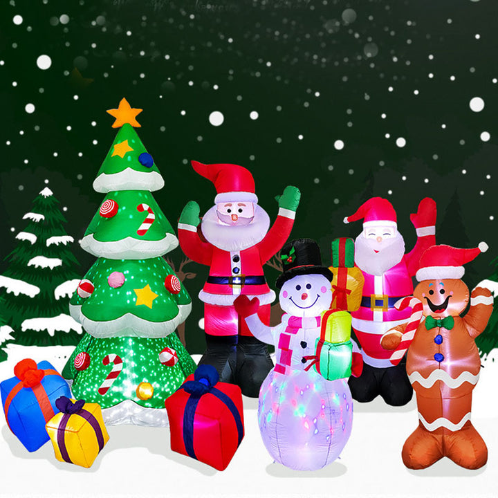 Light-up Santa and snowman garden figures