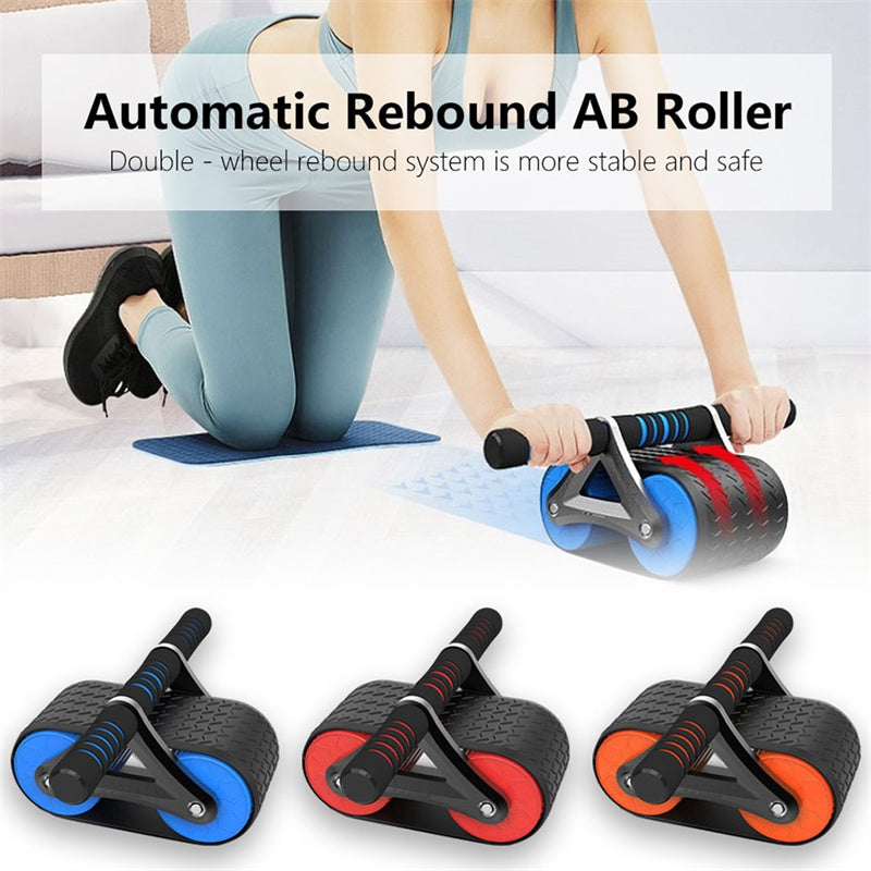 Double Wheel Ab Roller with Automatic Rebound, Comfortable Grips