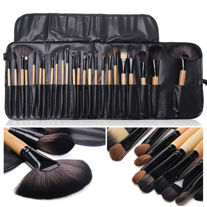Havenholt 24-piece makeup brush set with roll-up pouch