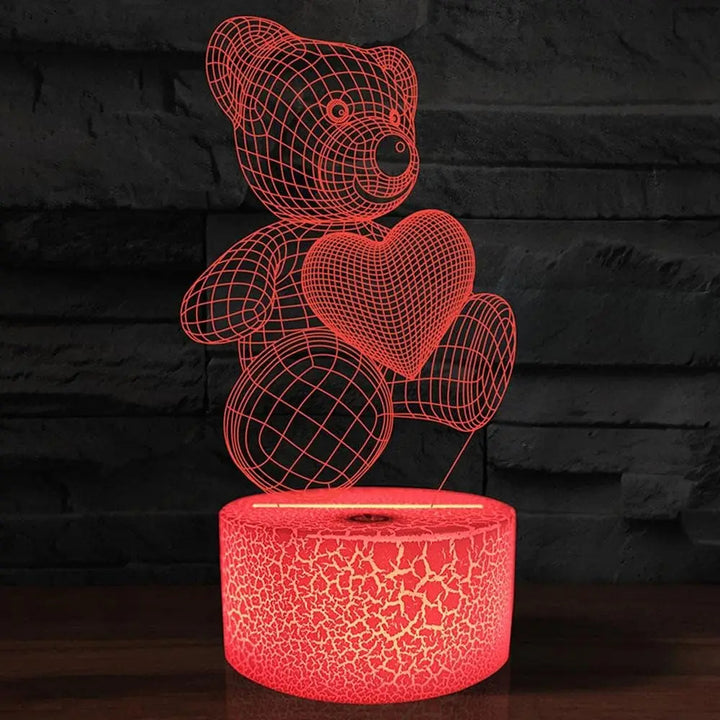 Glowing 3D teddy bear acrylic night light