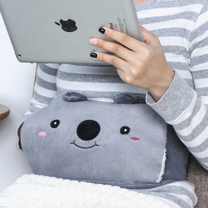 Hot water bottle with plush waist belt, 1 litre wearable warmer