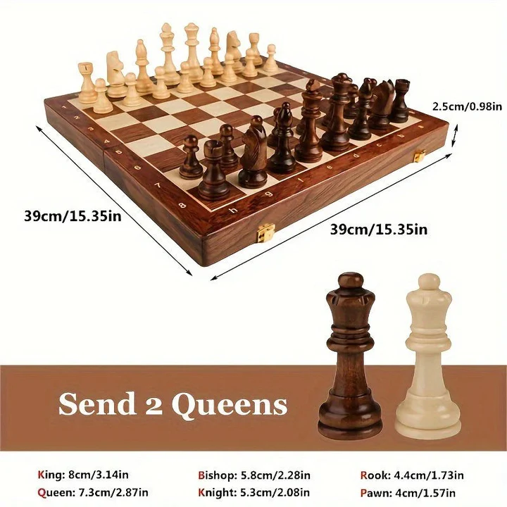 Havenholt Wooden Chess Set with Hand-Carved Pieces