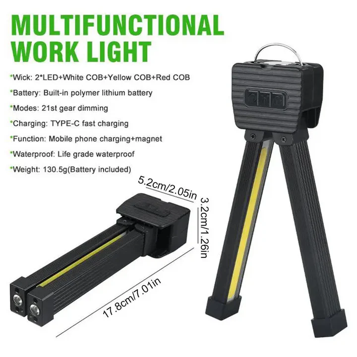 Rechargeable COB LED Work Light with Magnetic Base