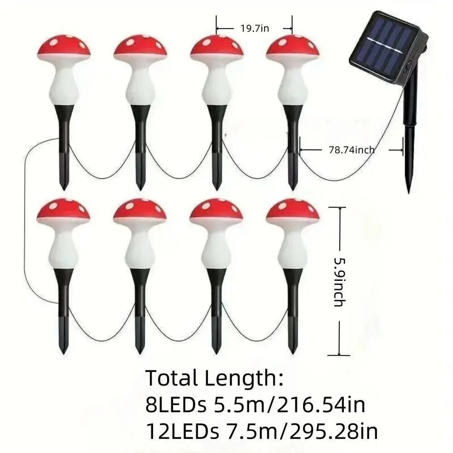 Havenholt Solar LED Mushroom Garden Lights, 12 Pack