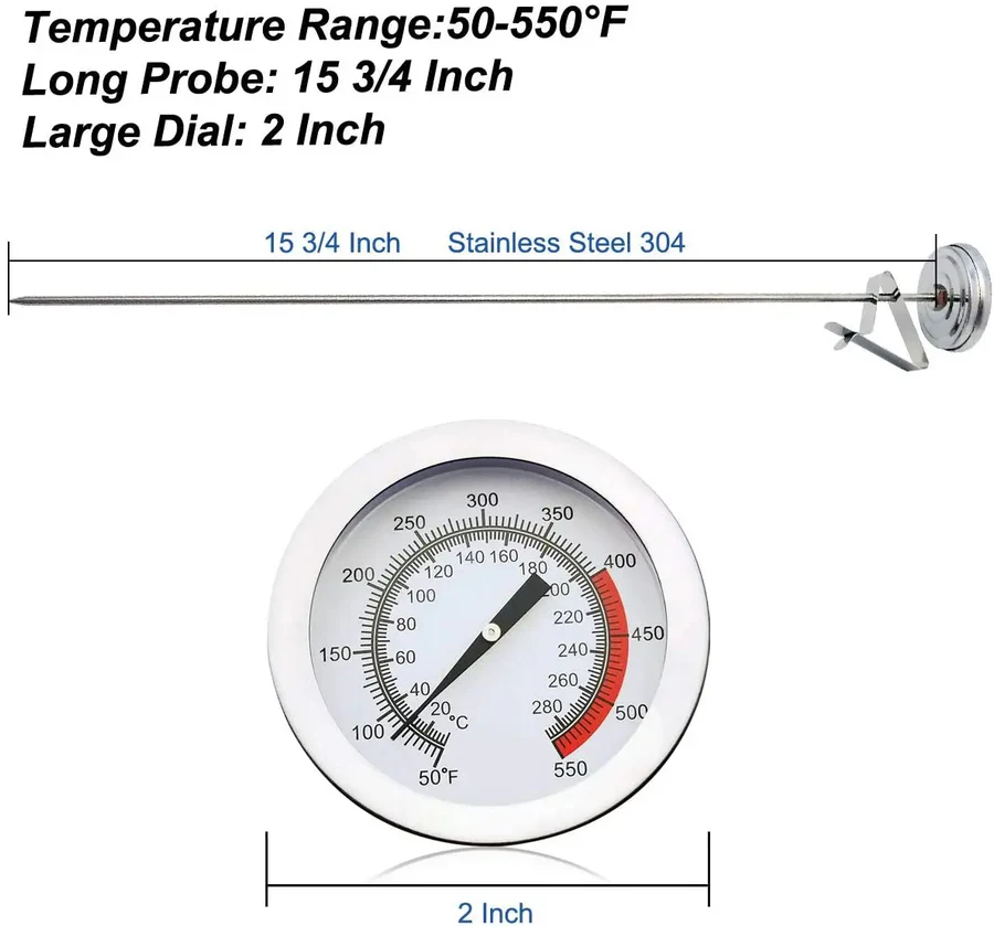 Stainless Steel Deep Fry Thermometer with Long Probe