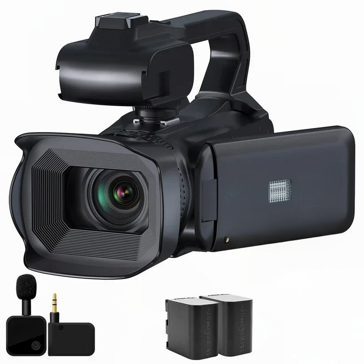 UHD 4K Camcorder for Vlogging with 18X Zoom and Rotating Touchscreen