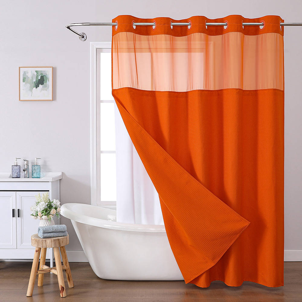 Havenholt No-Hook Shower Curtain with Snap-In Fabric Liner