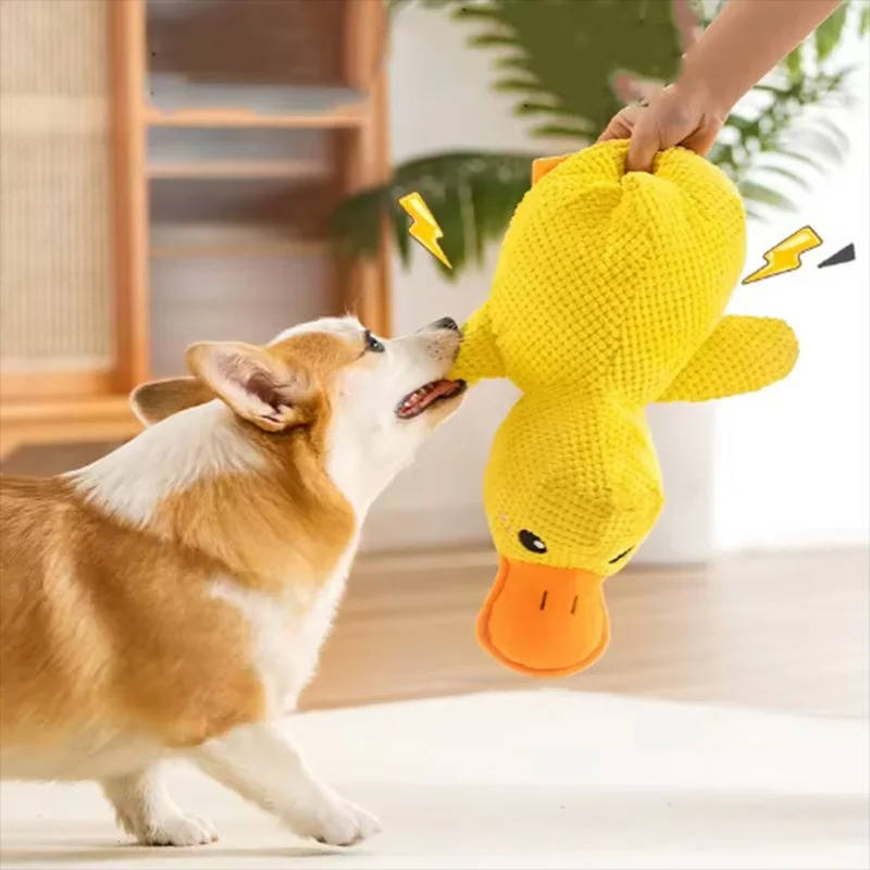 Havenholt Squeaky Fleece Duck Toy for Anxious Dogs