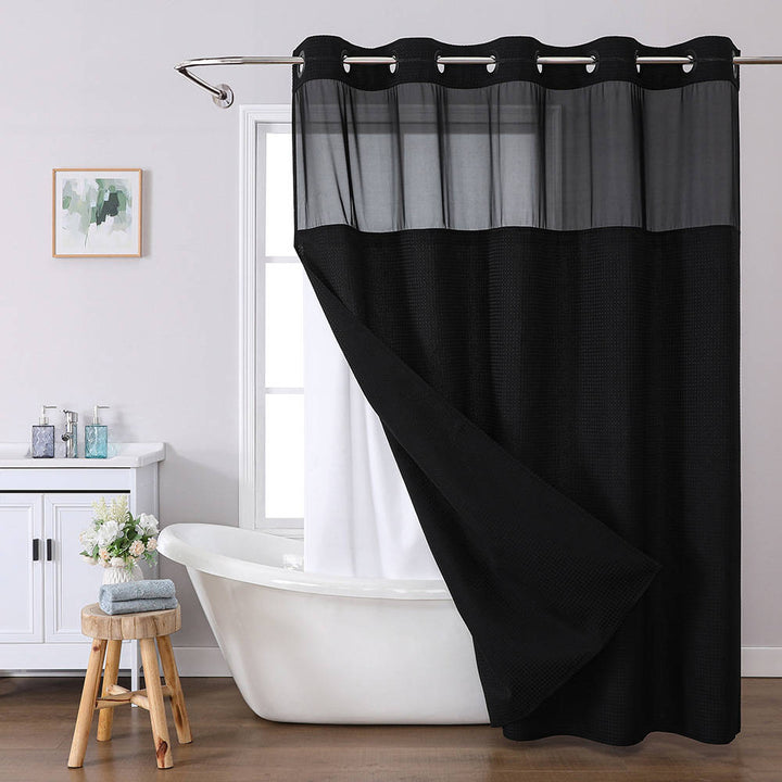 Havenholt No-Hook Shower Curtain with Snap-In Fabric Liner
