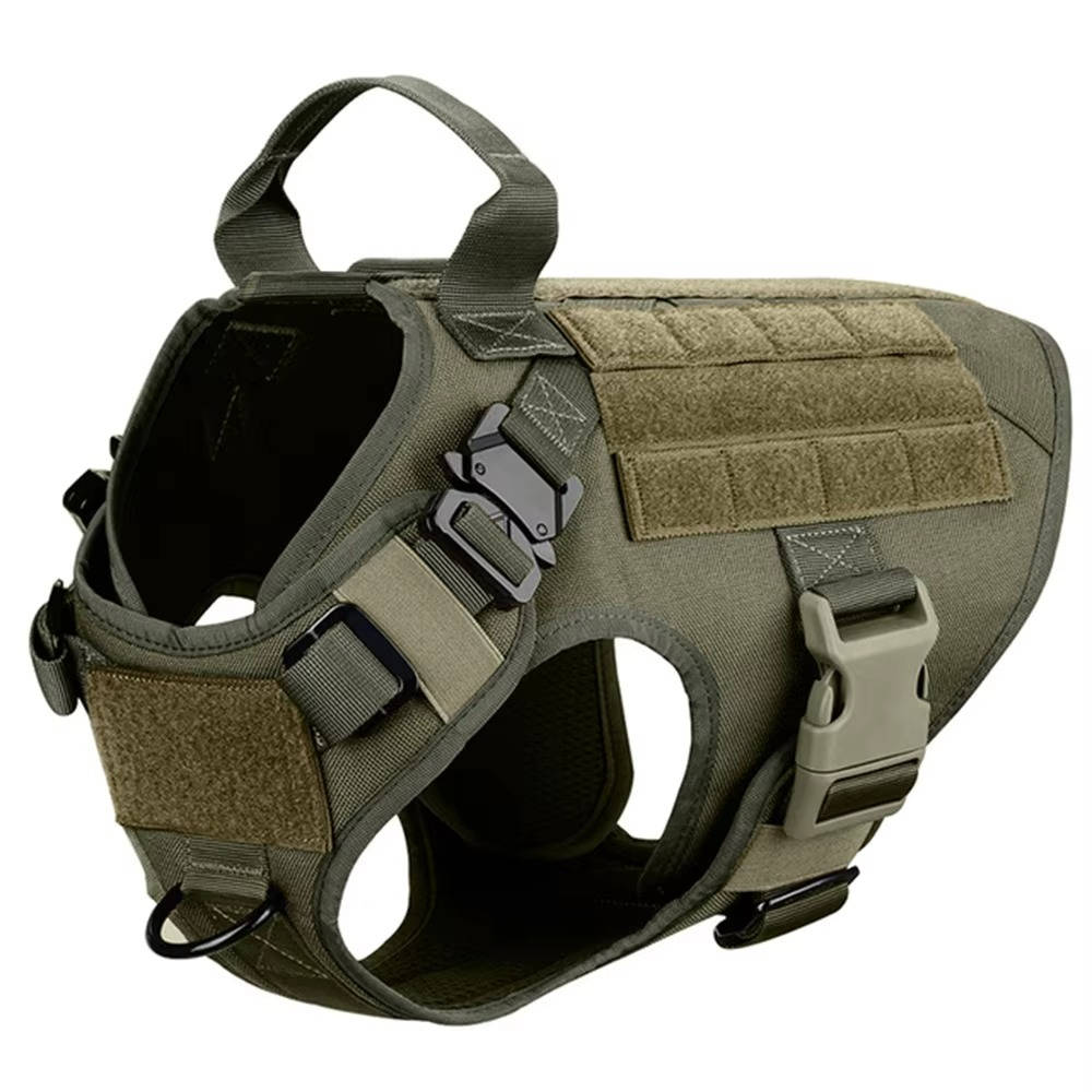 Tactical Military Dog Harness Set with Collar and Lead, Adjustable Training and Hunting Gilet for Medium and Large Breeds