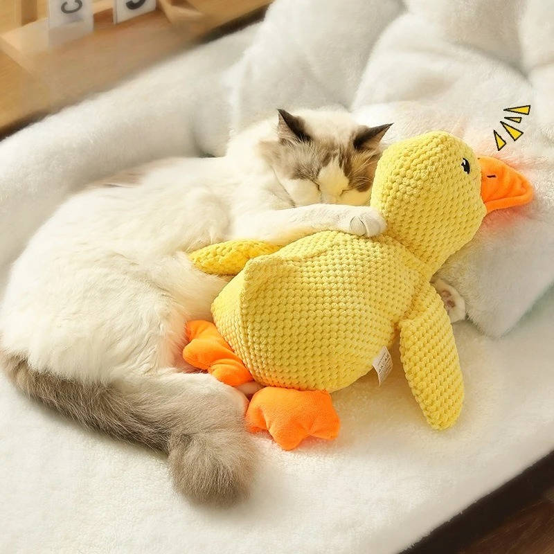 Havenholt Squeaky Fleece Duck Toy for Anxious Dogs