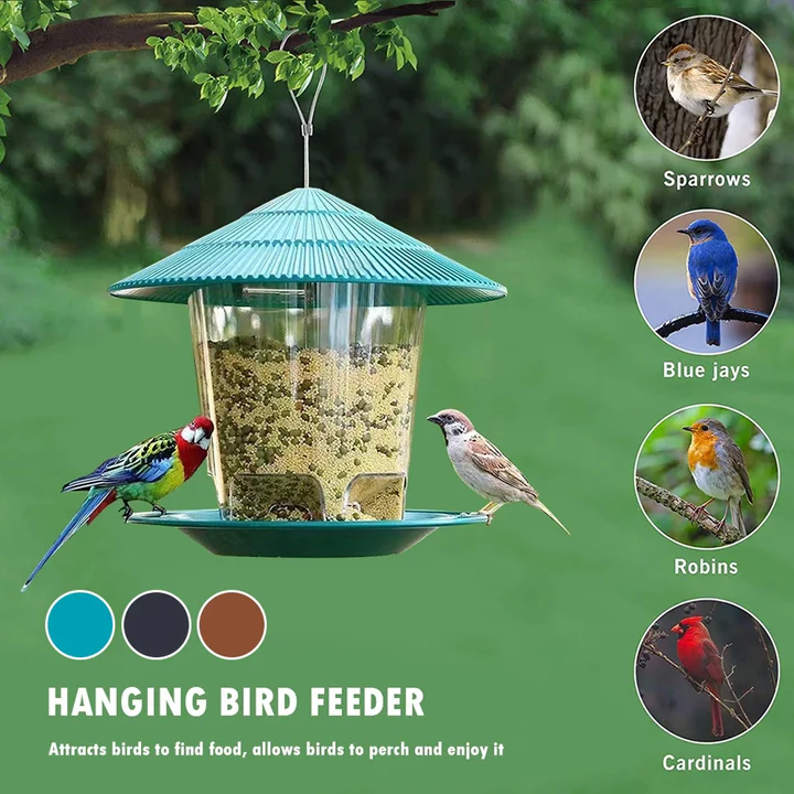 Hanging Bird Feeder with Automatic Seed Dispenser