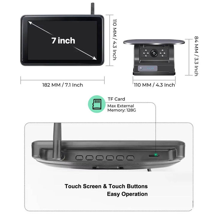 Havenholt Wireless Solar Reversing Camera with 7 Inch Monitor