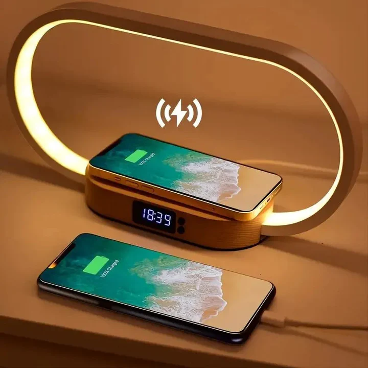 Havenholt Desk Lamp with Wireless Charger and Clock