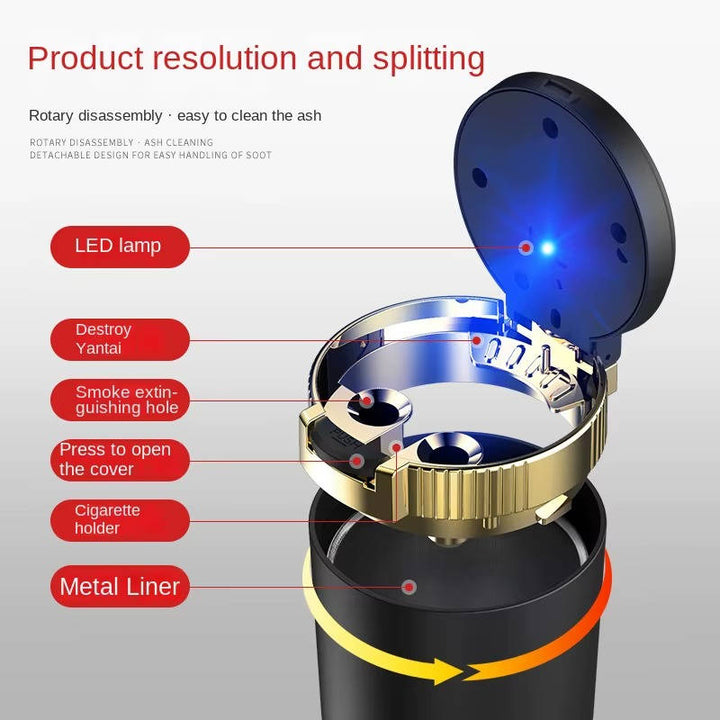 Havenholt Smokeless Car Ashtray with LED and Auto Lid