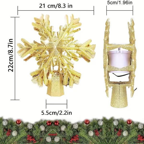 Christmas Tree Topper Lights With LED Snowflake Projector