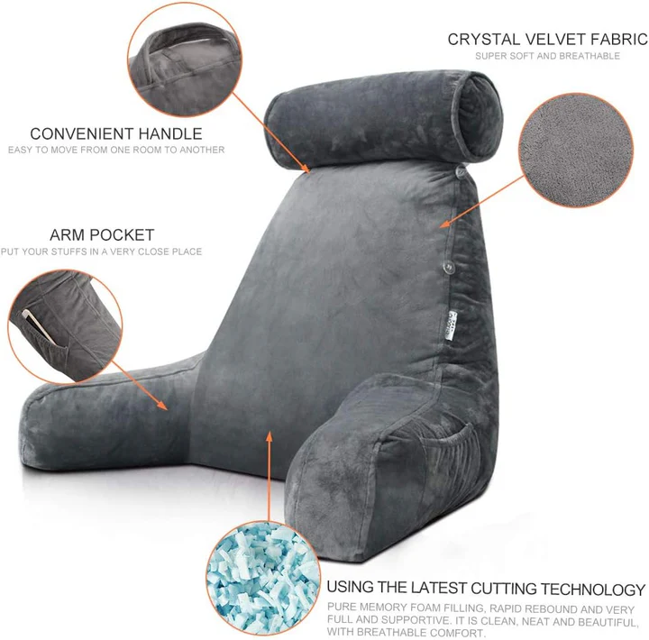 Havenholt Reading Pillow with Arms and Shredded Foam