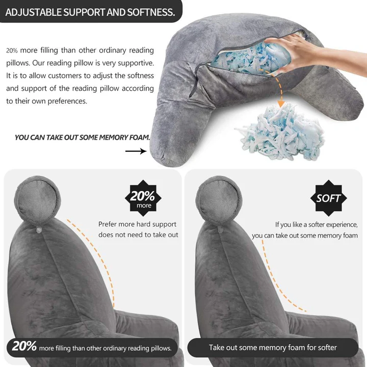 Havenholt Reading Pillow with Arms and Shredded Foam