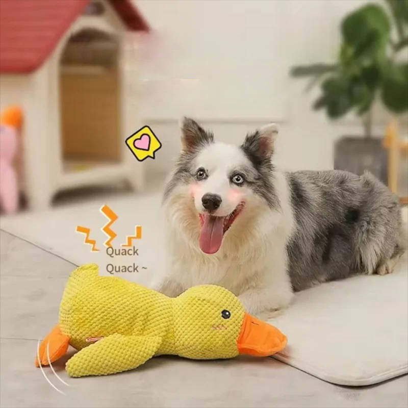 Havenholt Squeaky Fleece Duck Toy for Anxious Dogs