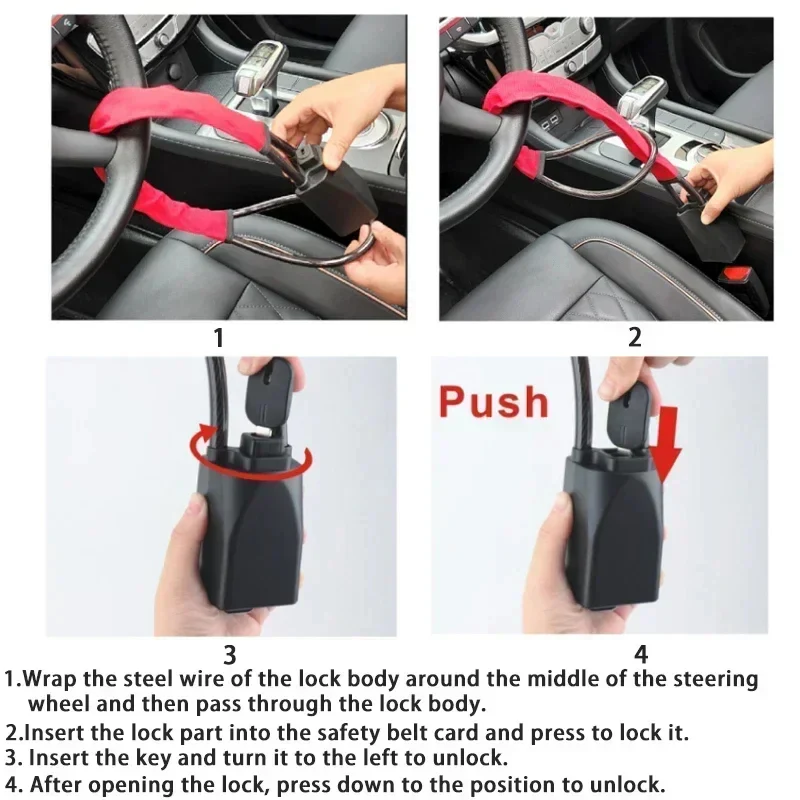 Havenholt Steering Wheel Lock with Seat Belt Security