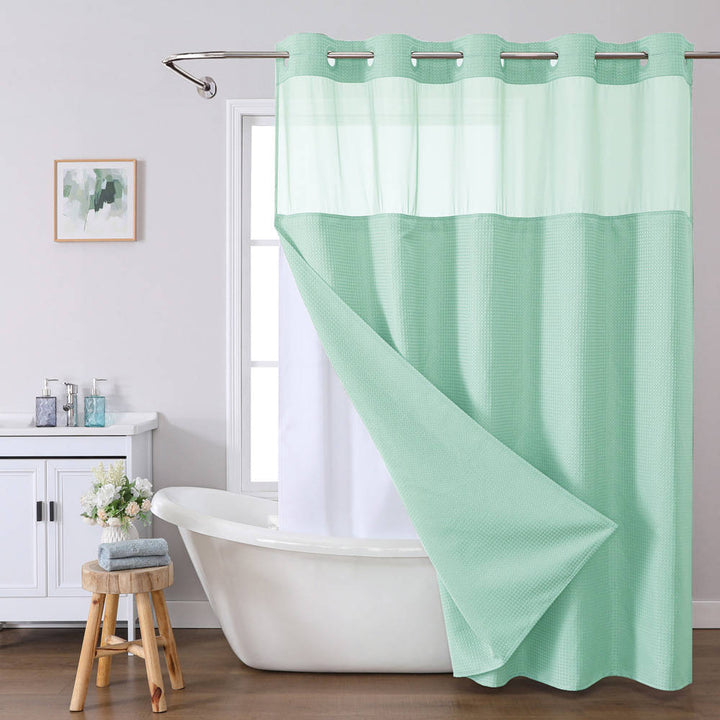 Havenholt No-Hook Shower Curtain with Snap-In Fabric Liner