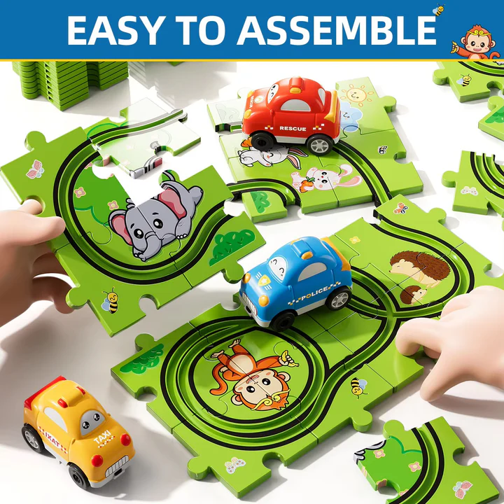 Havenholt Wooden Road Puzzle with Toy Cars and Traffic Signs