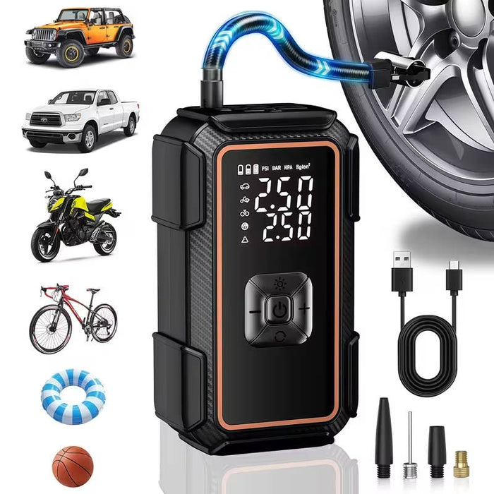 Portable Car Jump Starter 6000A, 16800mAh 12V Battery Booster with Air Compressor 150 PSI Tyre Inflator, LED Light for Petrol 10.0L Diesel 9.0L
