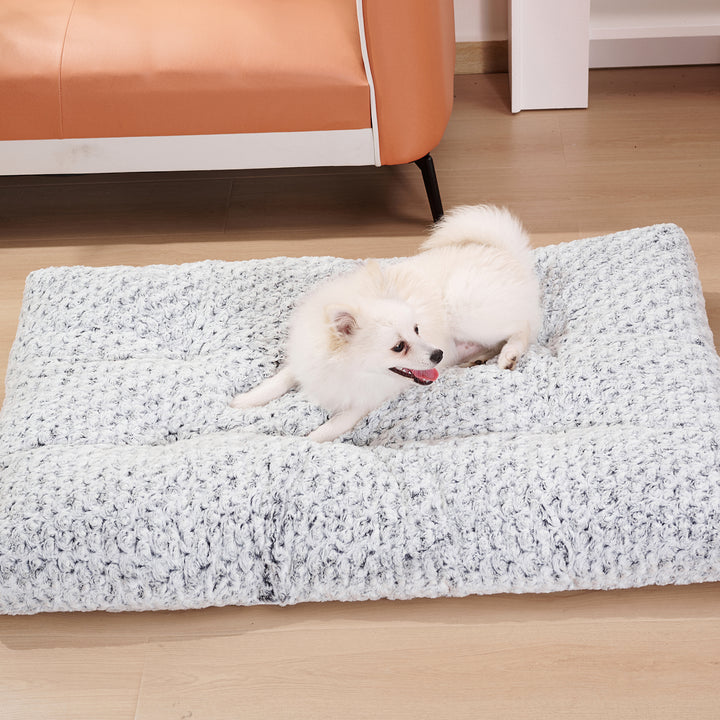 Thick fluffy dog bed in soft velvet, machine washable