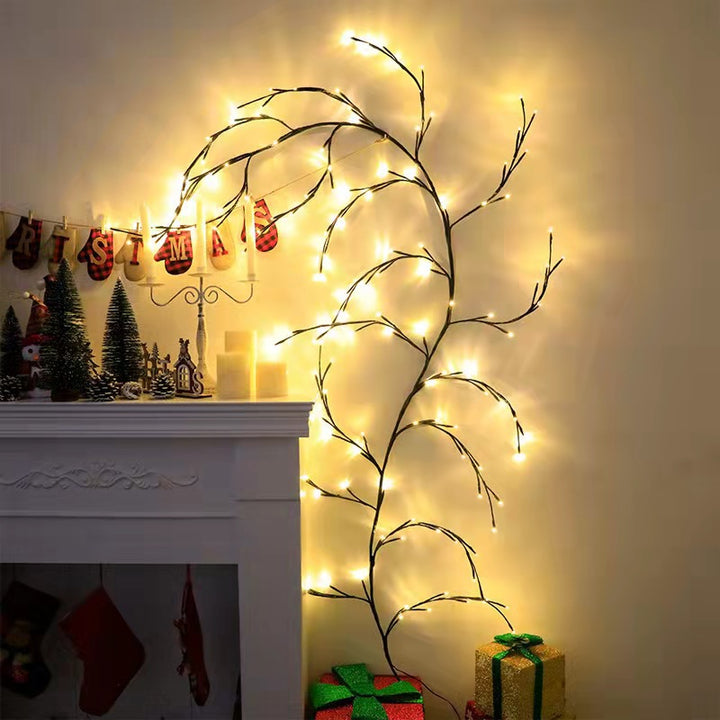 Willow vine LED lights over a mirror