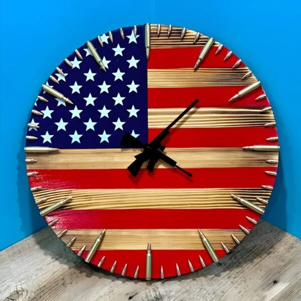 Handmade American Flag Clock