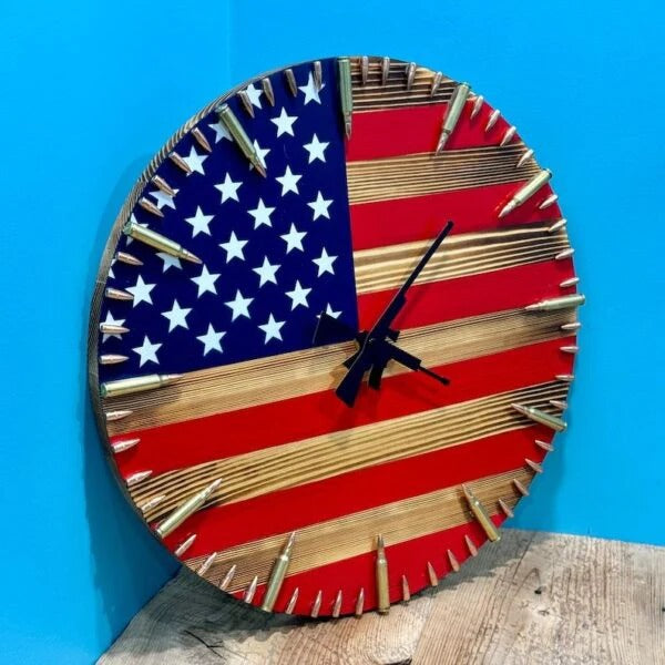 Handmade American Flag Clock