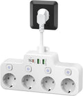 Wall Mounted Power Strip with Independent Switch 2 USB A and 1 USB C