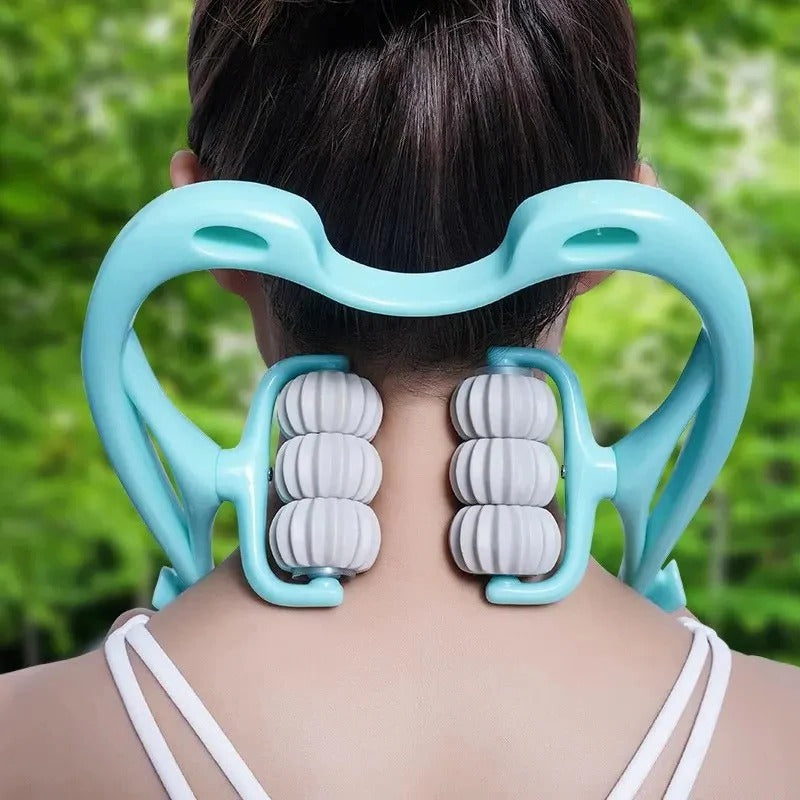 Manual Neck and Shoulder Massager with Kneading Rollers